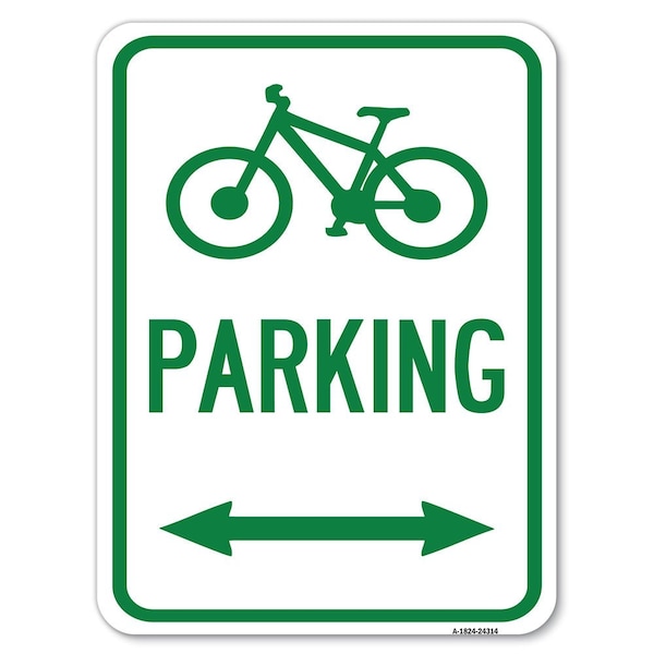 Bicycle Parking W/ Bidirectional Arrow Heavy-Gauge Alum Rust Proof Parking, 18" x 24", A-1824-24314